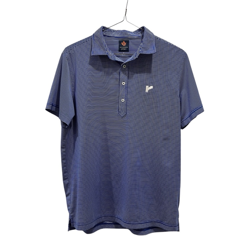 Donald Ross Sport Blue and white striped Polo Shirt Size M